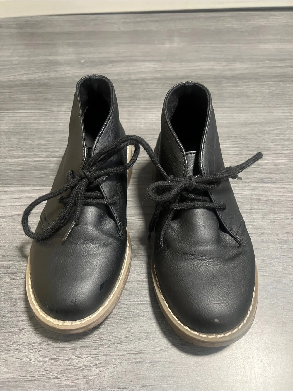 The Children's Place Black Lace-Up Chukka Boots with Tan Sole